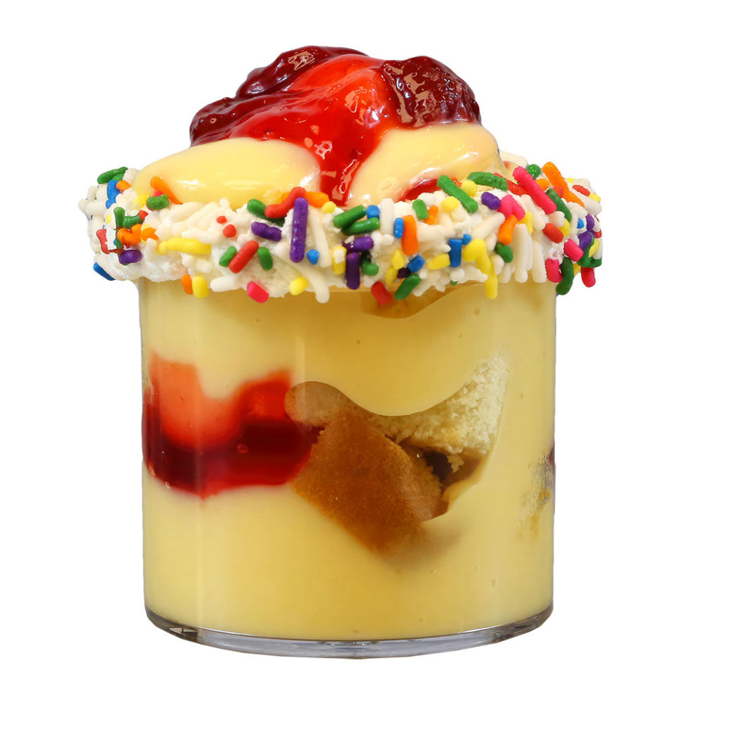 Strawberry Shortcake - French Vanilla Custard, Sweet Strawberries, White Sponge Cake, Rainbow Sprinkle